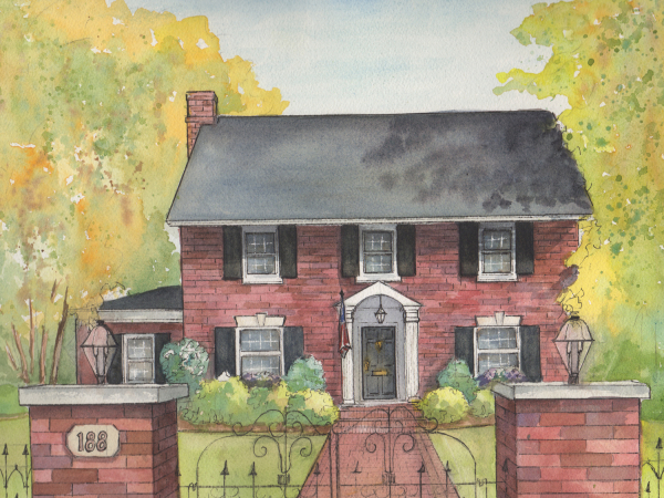 Portrait of home in watercolor