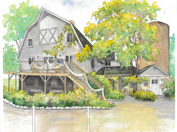 Watercolor Wedding Venue Portrait