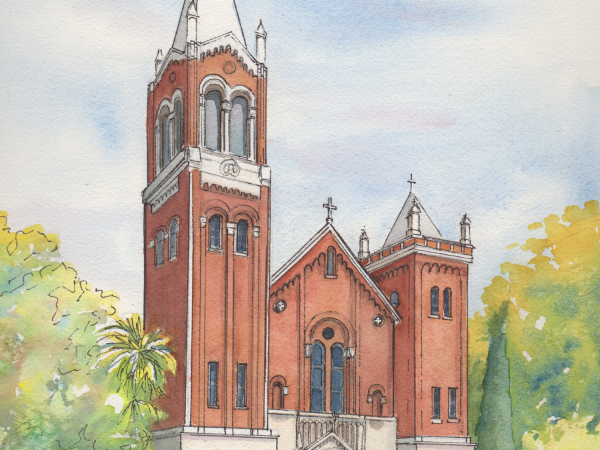 Watercolor Wedding Venue Painting