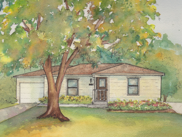 Custom Watercolor house painting 8"x 10"