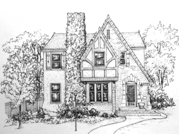 8"x 10" Custom Ink house drawing