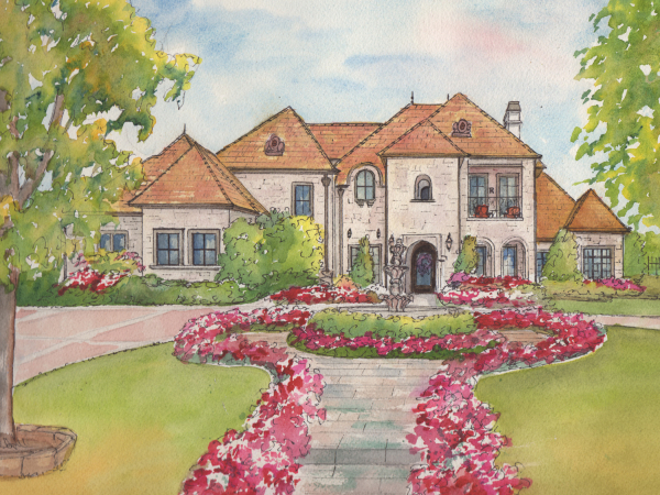 11"x 14" watercolor home painting