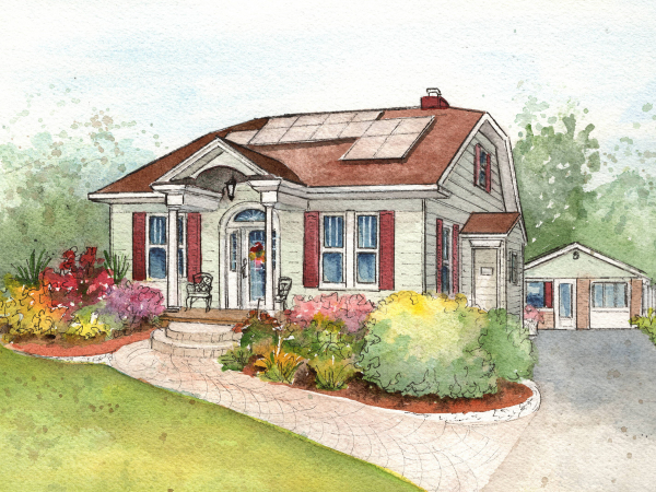 Home portrait in watercolor