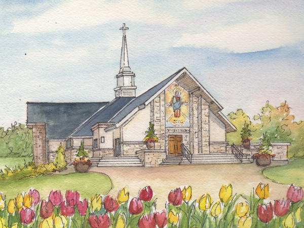 Portrait of Church in Watercolor