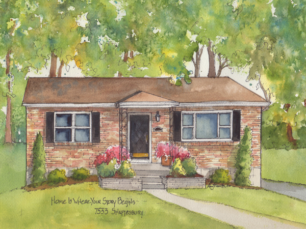 Watercolor home rendering