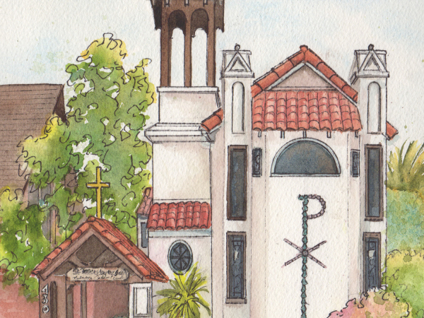 St. Francis Church Portrait in watercolor