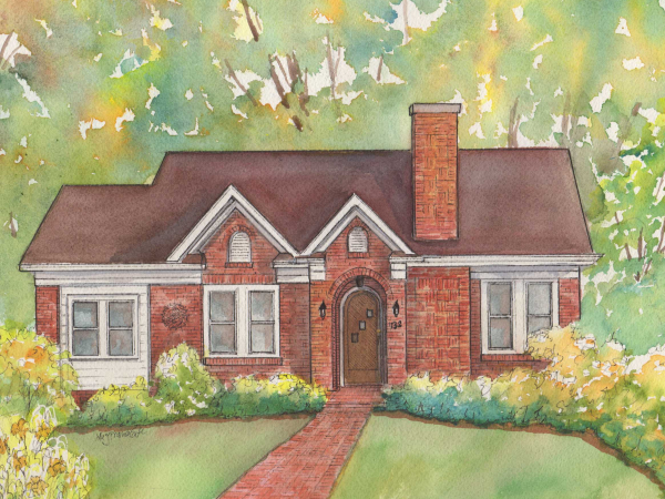 Watercolor house painting