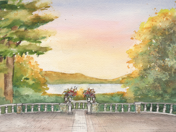 Watercolor painting of your wedding venue