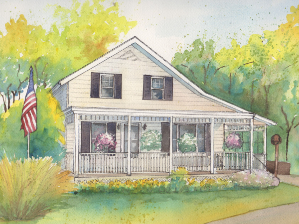 Watercolor painting of home