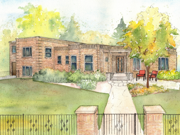 Watercolor and Ink home portrait