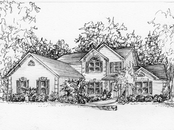 Portrait of my house in ink