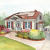 Home portrait in watercolor and ink Home portrait in watercolor