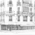 Ink illustration of building Building drawn in ink