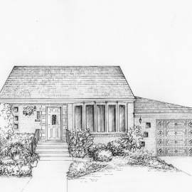 home portrait in ink