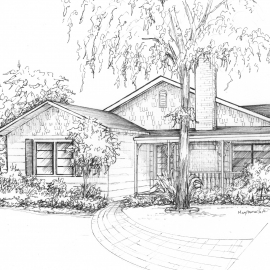 Your home sketched in ink