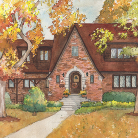 Watercolor house painting