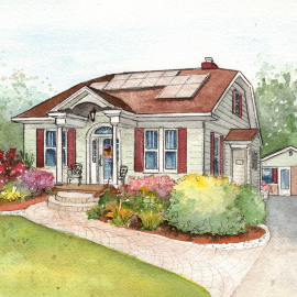 Home portrait in watercolor