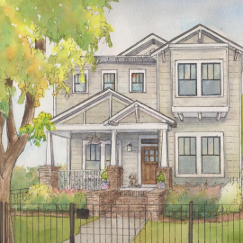 Commissioned home portrait in watercolor