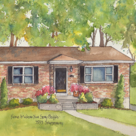 Watercolor home rendering