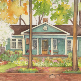 Watercolor and ink painting of your home