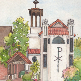 St. Francis Church Portrait in watercolor