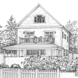 House from photo in ink