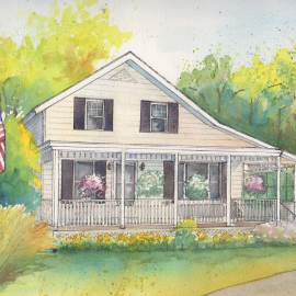 Watercolor painting of home