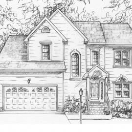 Drawing of my house in ink