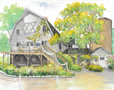 Wedding Venue Portrait in watercolor